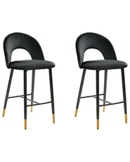 Set di 2 sedie alte FALTON Velluto Nero_795823