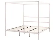 Four Poster Bed Metal LESTARDS 180 x 200 cm (EU Super King) Light Beige_1165328
