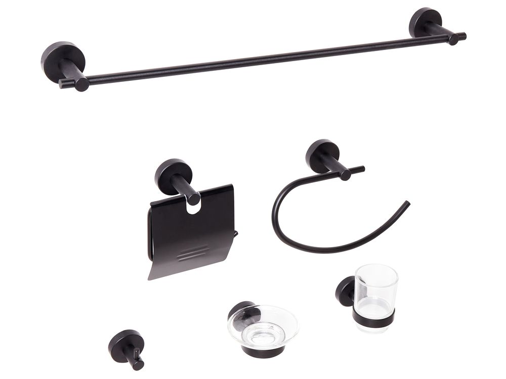 6-Piece Bathroom Hardware Set ZARUMA with Towel Bars and Hooks Black