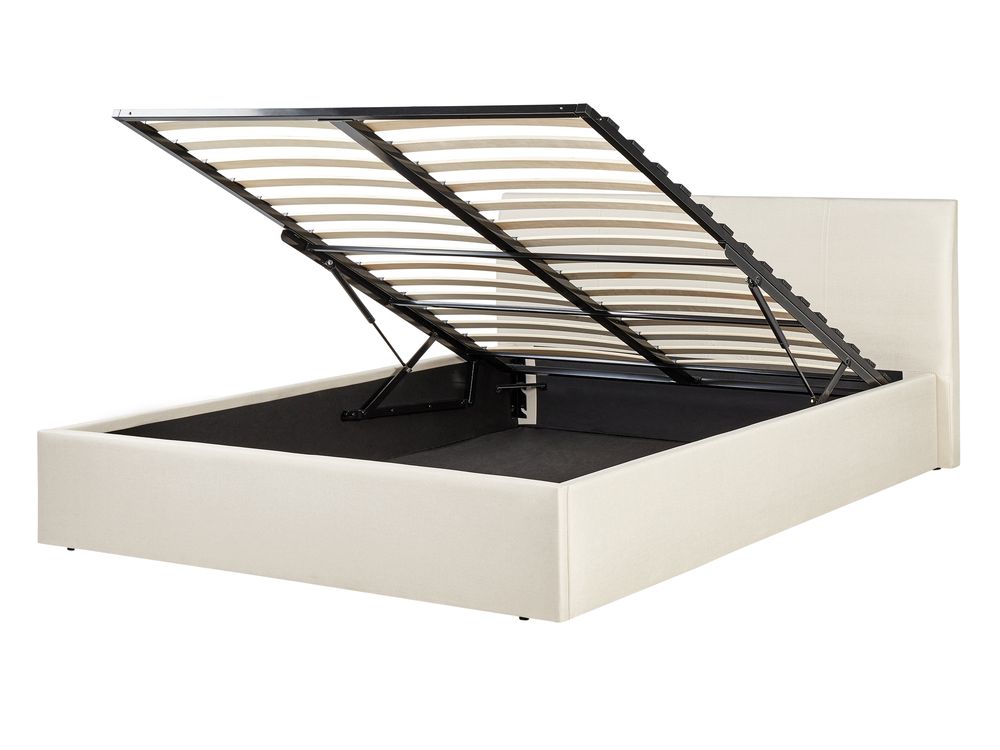 Cama con almacenaje ORBEY Tela Beige claro 140 x 200 cm
