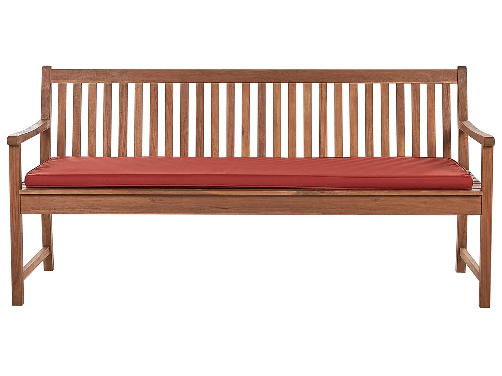 Garden Bench with Cushion VIVARA 180 cm Certified Acacia Wood Dark Red