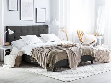 Fabric EU King Size Bed Grey LA ROCHELLE