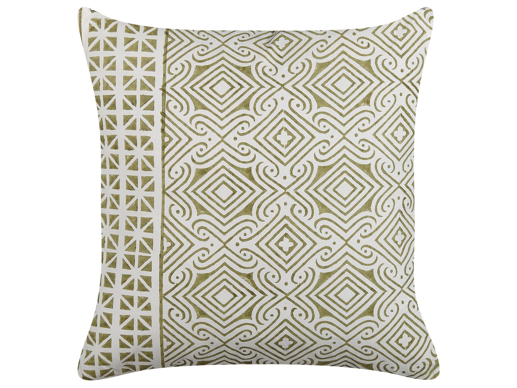 Cotton Cushion Oriental Pattern 45x45 cm Green and White LARICS_838565