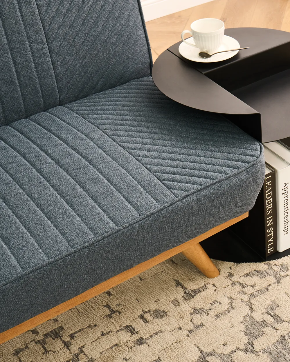 Sofa Bed 2 Seater KALFAFEL Fabric Blue_1009393
