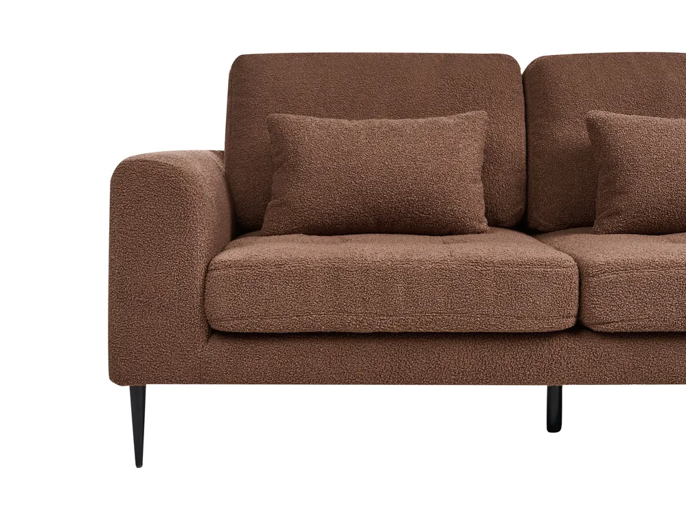 Corner Sofa 3 Seater FLAM Boucle Brown Left Hand_1034356