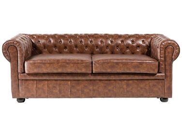 3-istuttava sohva keinonahka kullanruskea CHESTERFIELD