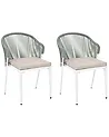 Set of 2 Garden Chairs with Cushions PARANEA Metal Green