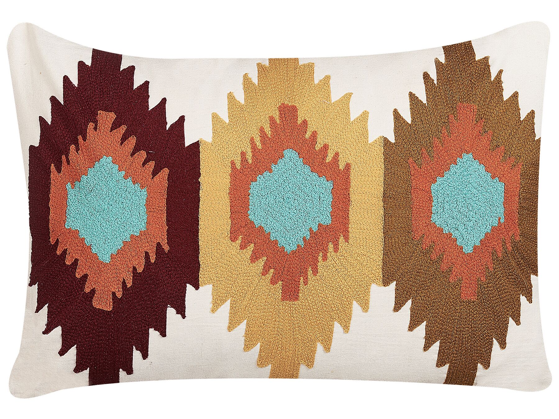 Coussin en coton à motif géométrique multicolore brodé 40 x 60 cm DANAPUR_829313