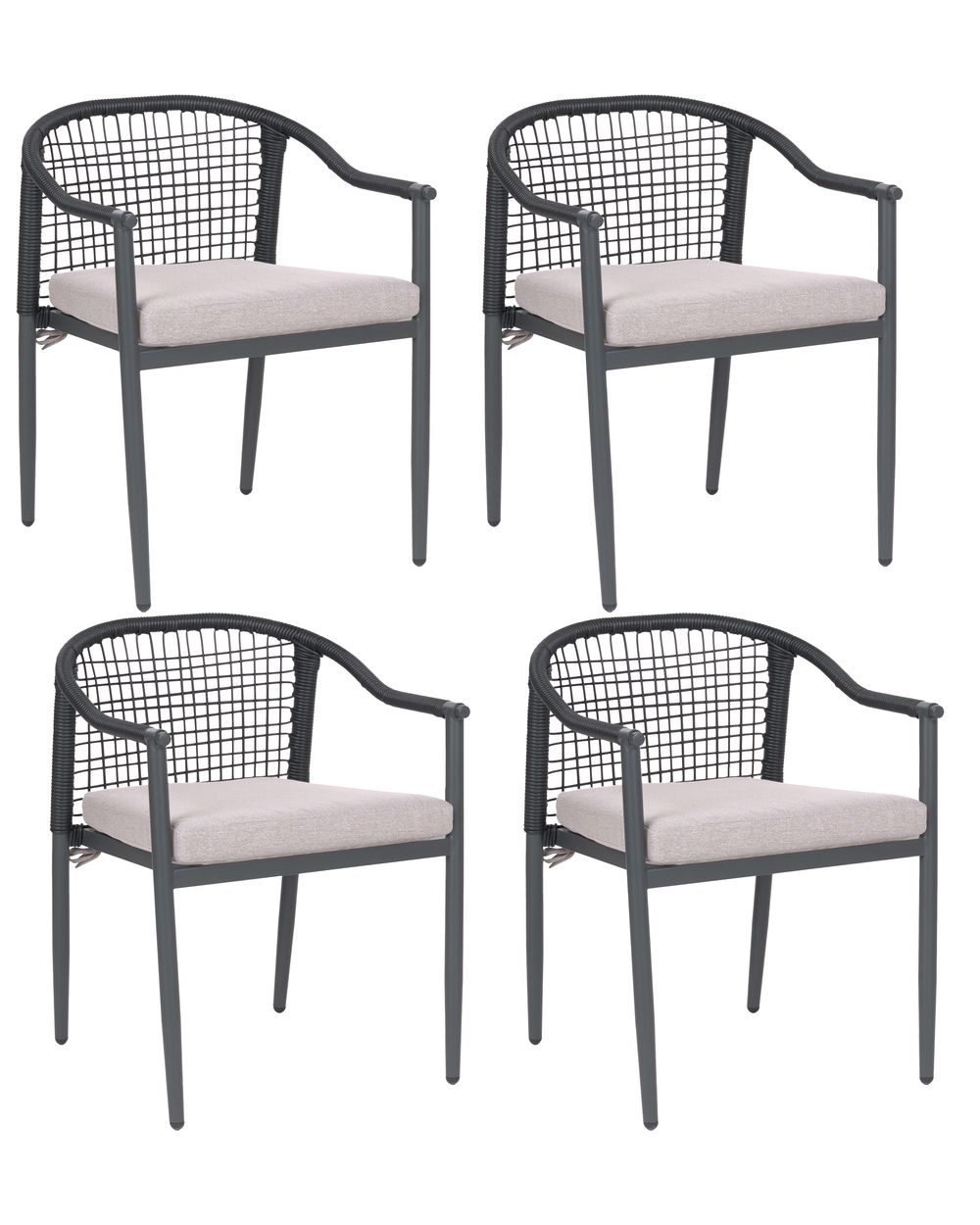 Set di 4 sedie da giardino con cuscini OZZERO Metallo Nero