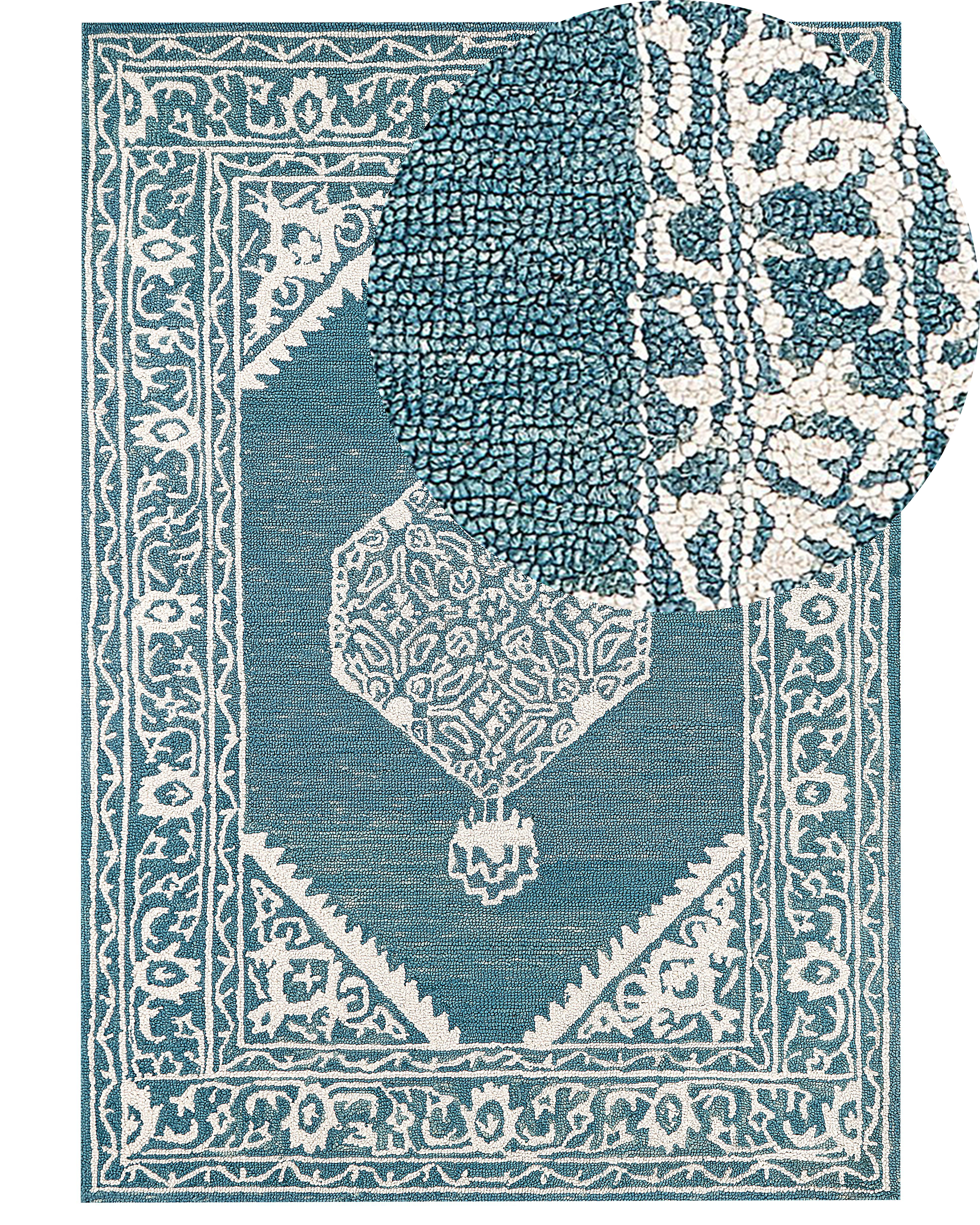Tappeto lana bianco e blu 160 x 230 cm GEVAS _836853