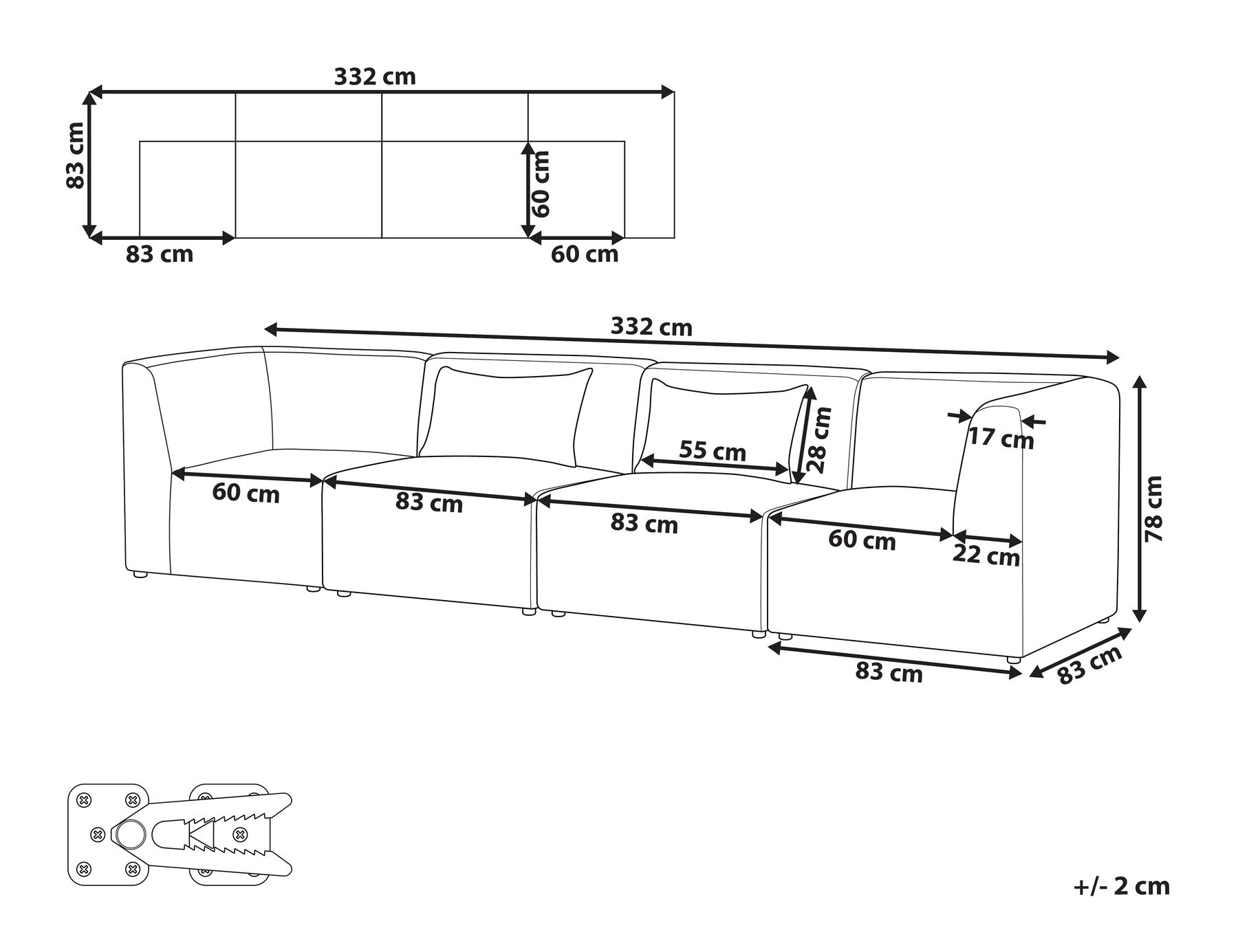 4 Seater Modular Jumbo Cord Sofa Off White LEMVIG_875981 4 Seater Modular Jumbo Cord Sofa Off White LEMVIG_875981