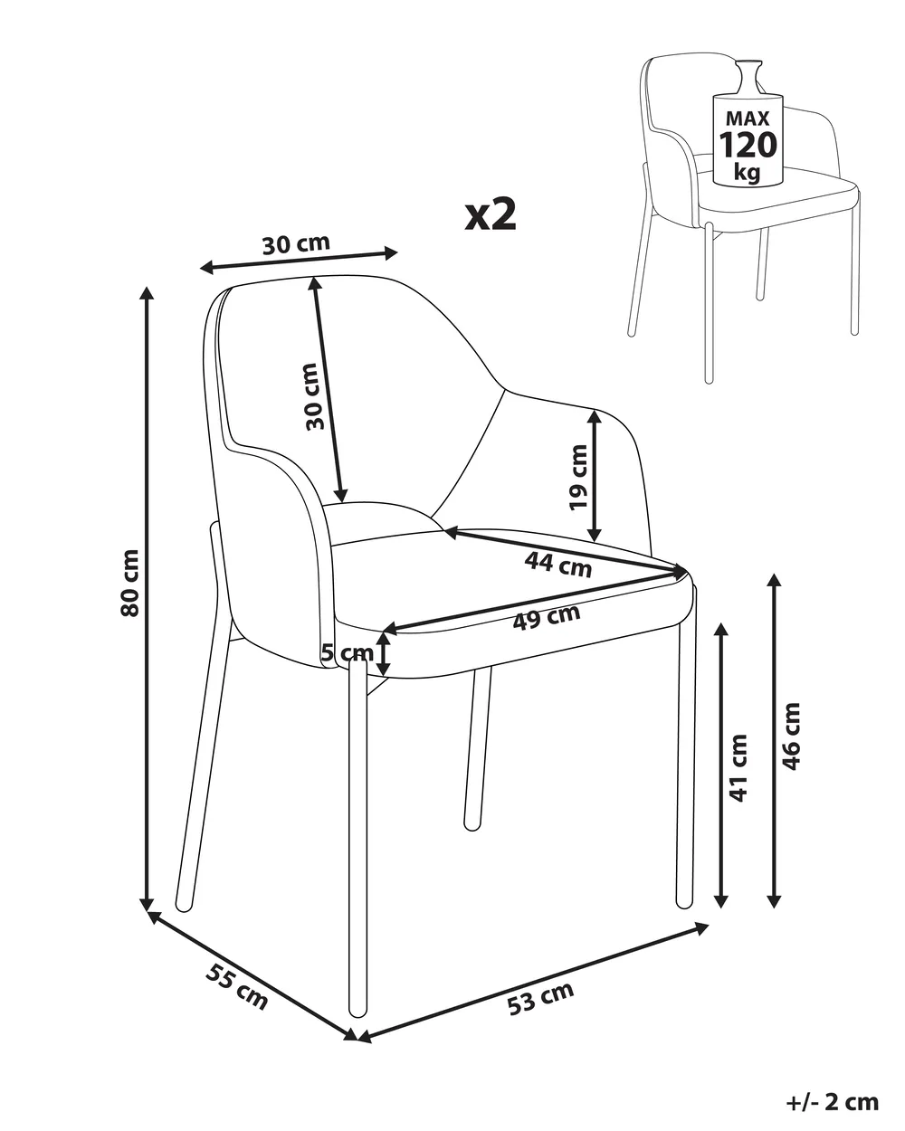 Set of 2 Dining Chairs RATON Corduroy Off-White_963247
