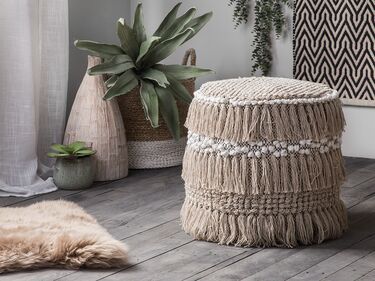 Cotton Pouffe Beige NOIDA