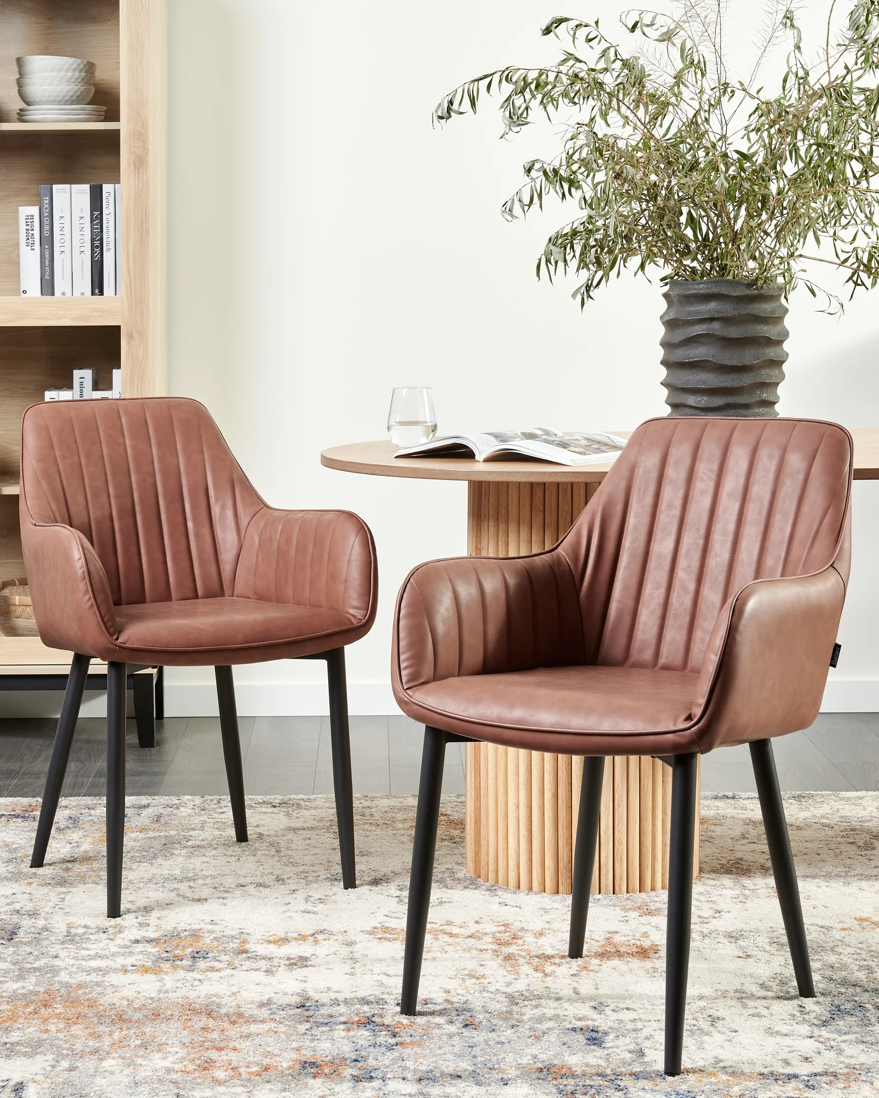 Set of 2 Dining Chairs WELLSTON Faux Leather Brown_939026
