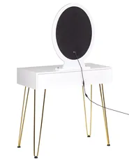 Toeletta con specchio e sgabello CAEN LED Bianco_844964