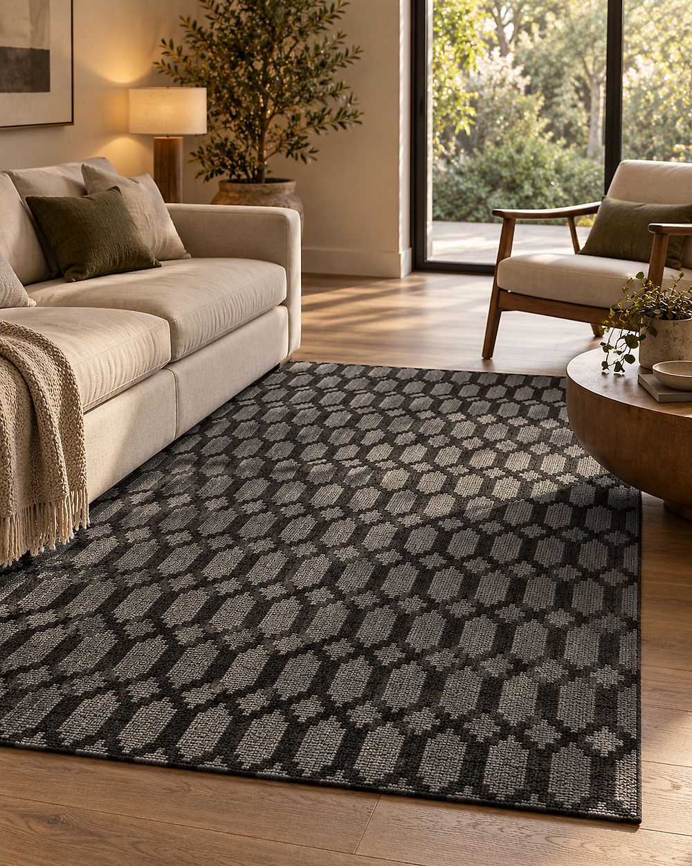 Rug CIZRE Dark Grey 140 x 200 cm Viscose