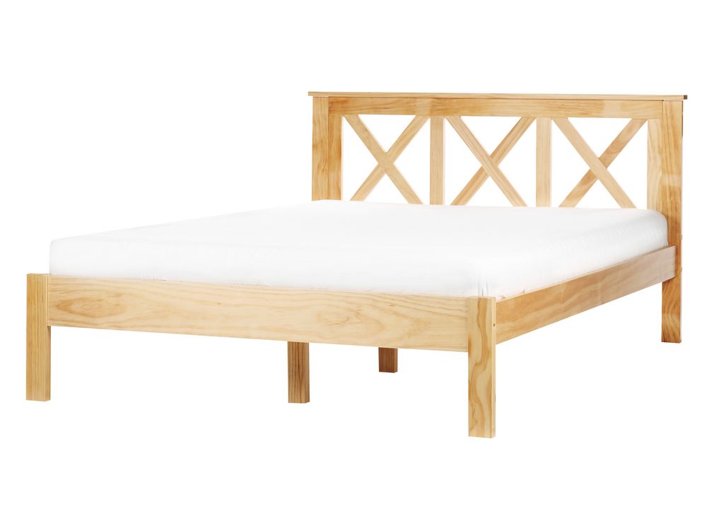 Bett mit Lattenrost Kiefernholz TANNAY 140 x 200 cm Hellbraun