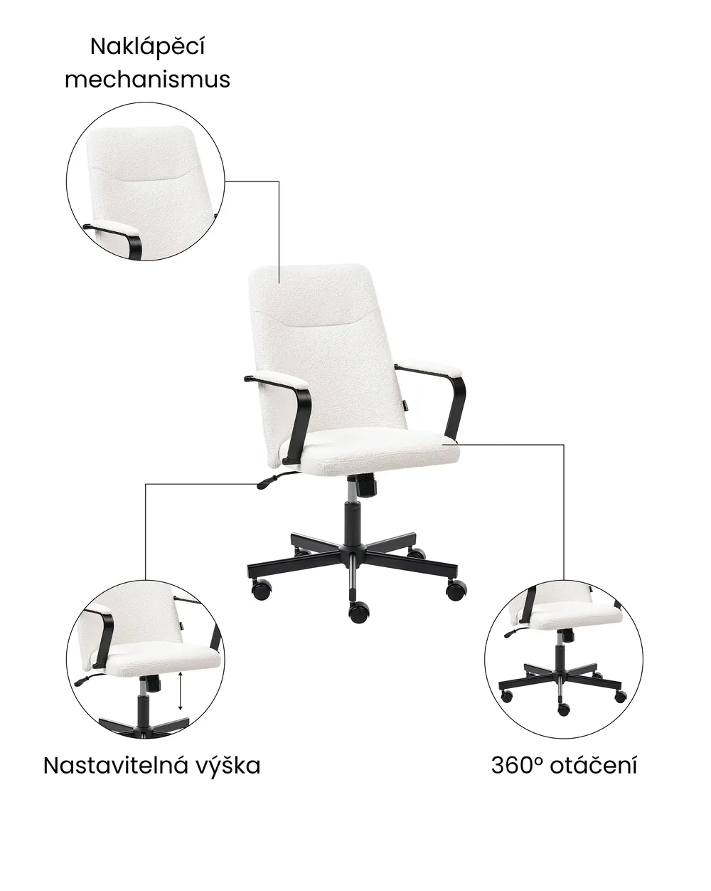 Kancelářská židle CAROGA Buklé Bílá_1059671