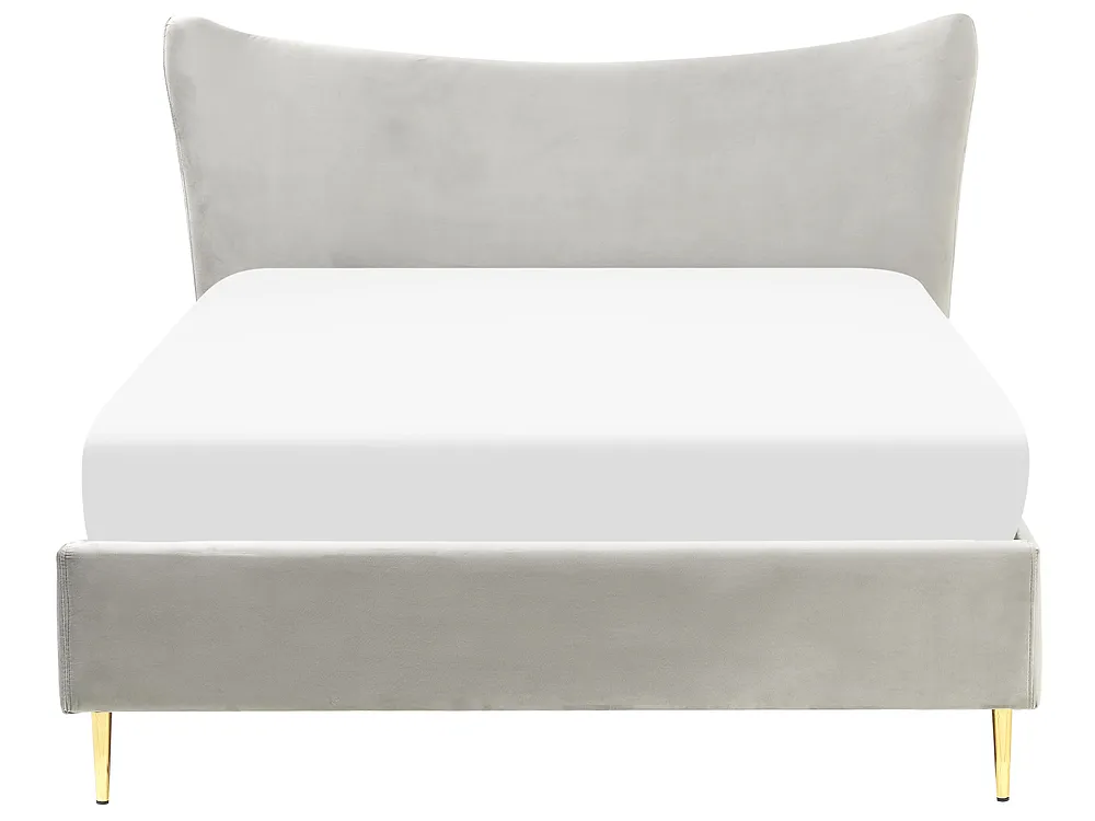Bett mit Lattenrost Samtstoff CHALEIX 140 x 200 cm Hellgrau_844537