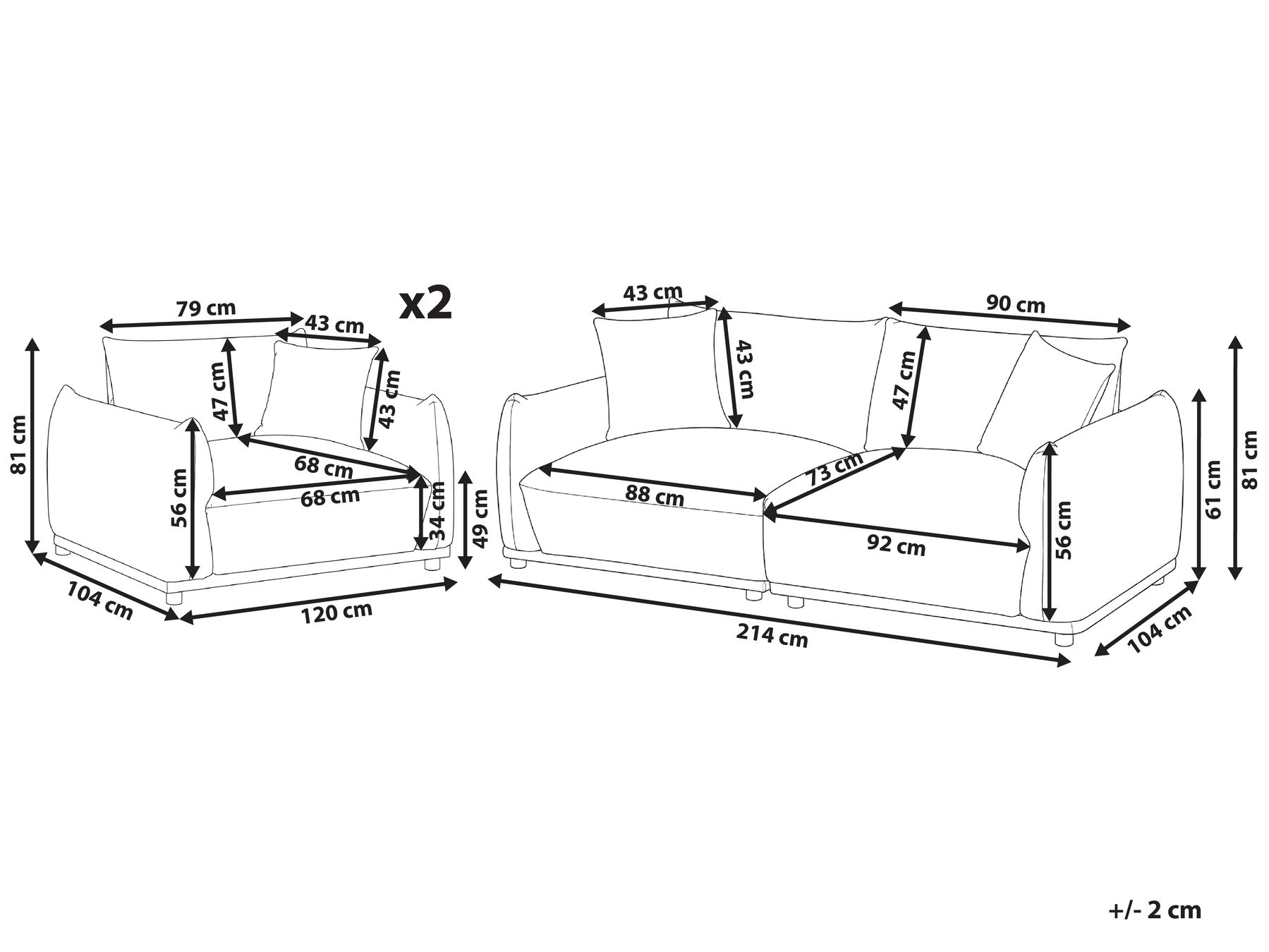 Set da salotto 5 posti JUBEK Velluto Marrone_1074600