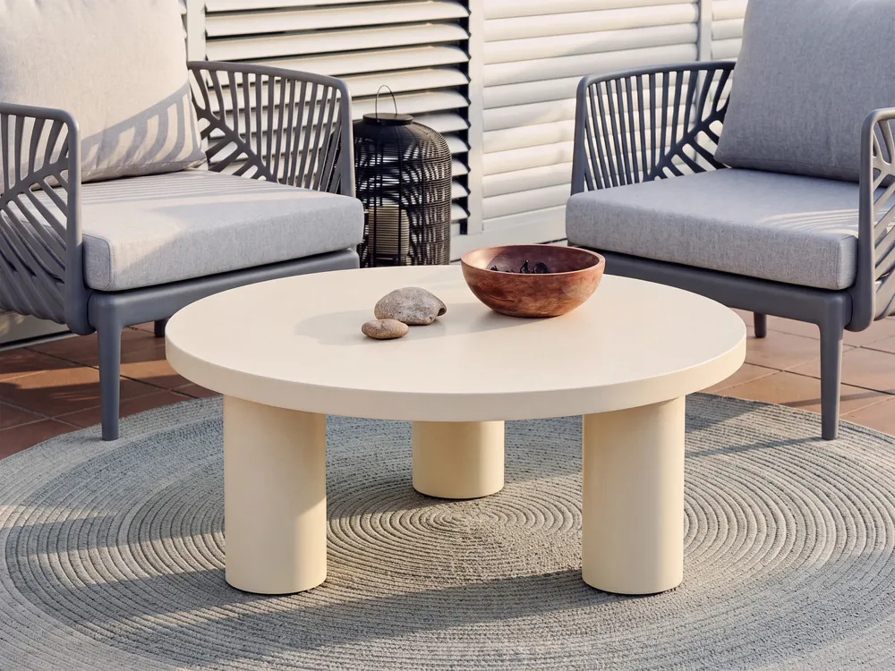 Garden Coffee Table VIPITENO 80 cm 80 cm Metal Beige - Beliani.es