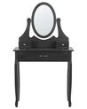 Toaletní stolek s kulatým zrcadlem a stoličkou černá ASTRE_823901