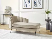 Left-Hand Chaise Longue ALLIER Velvet Beige_892428