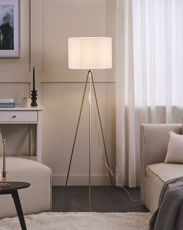 Tripod Floor Lamp White with Gold VISTULA