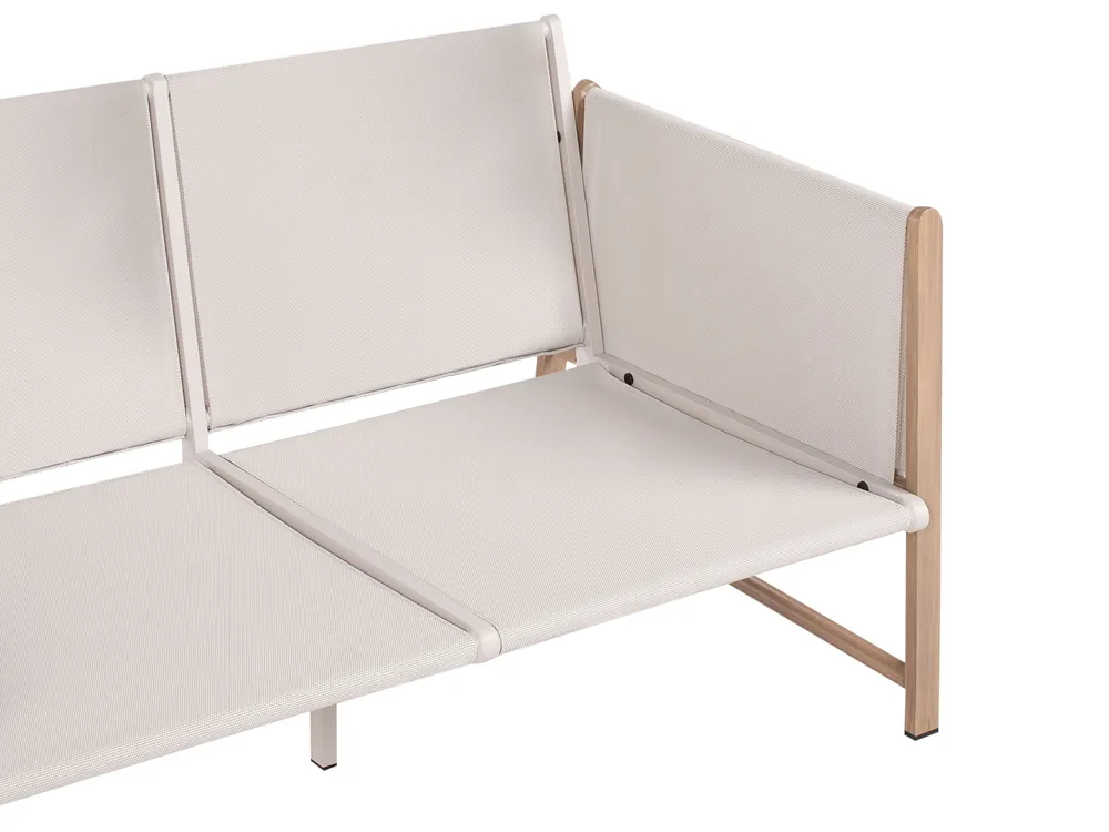 Garden Lounge Set with Table and Ottoman 5 Seater NOLA Metal Light Beige_998408