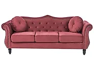 Sofa dla 3 osób SKIEN Welur Bordowy_1170542