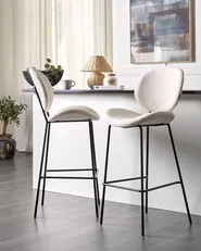 Set di 2 sedie alte LUANA Bouclé Bianco_886375