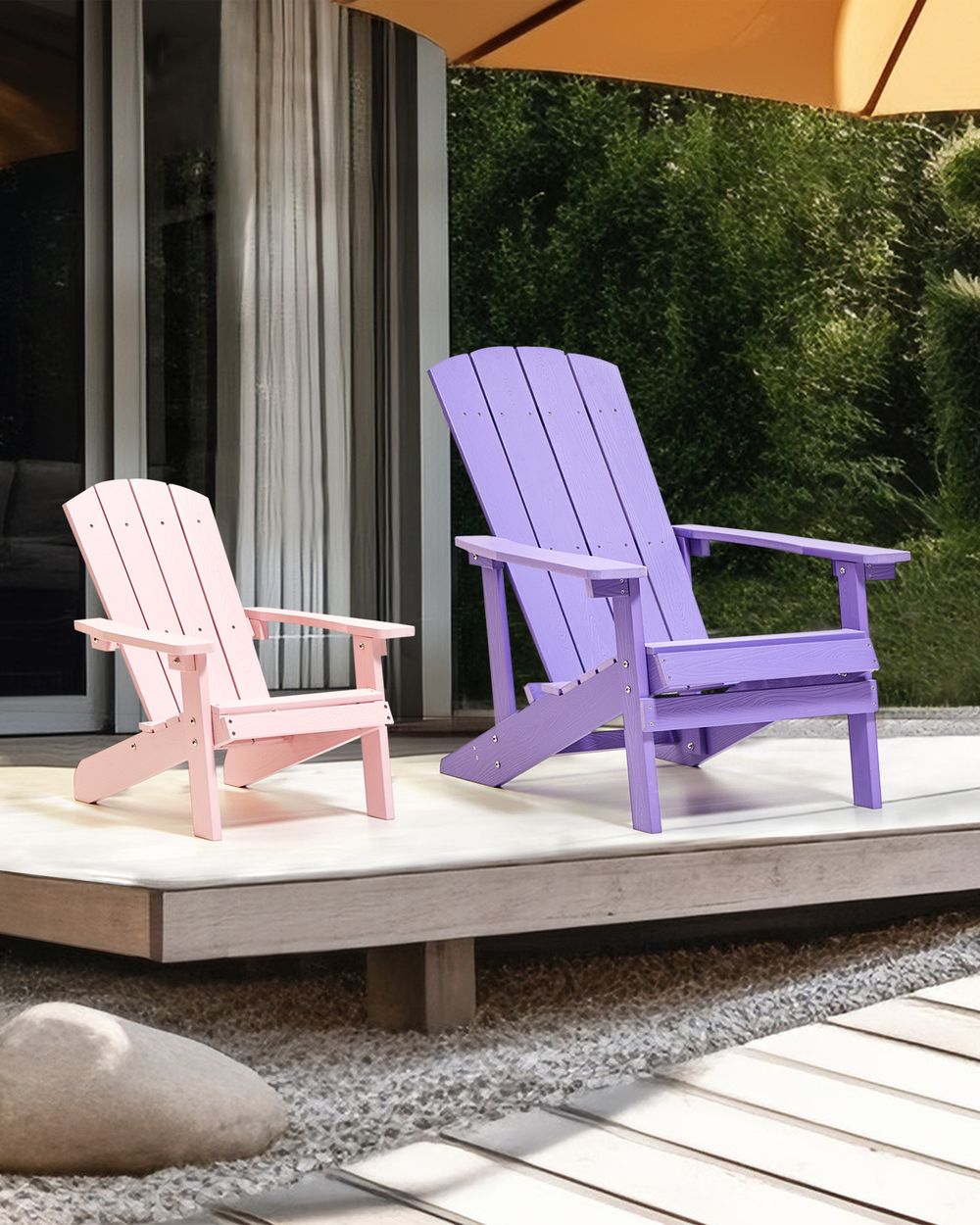 Sedia da giardino Adirondack in legno resistente agli agenti