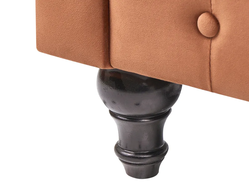 Divano 3 posti CHESTERFIELD Velluto Marrone dorato_1033576