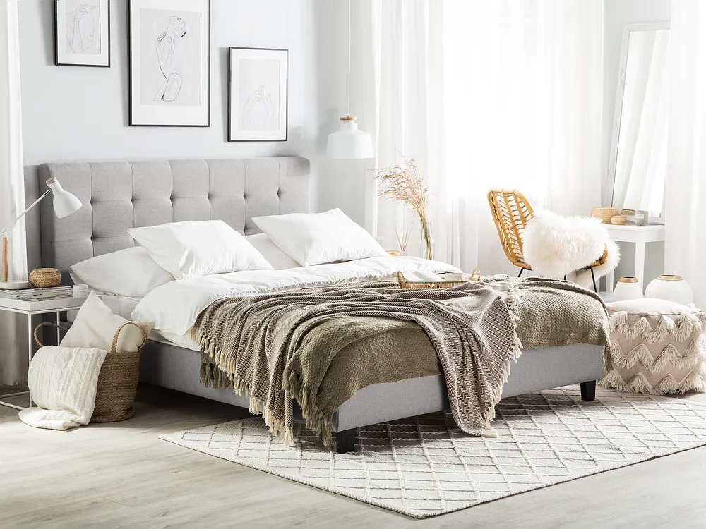 Bed Fabric LA ROCHELLE 180 x 200 cm (EU Super King) Light Grey_1149406