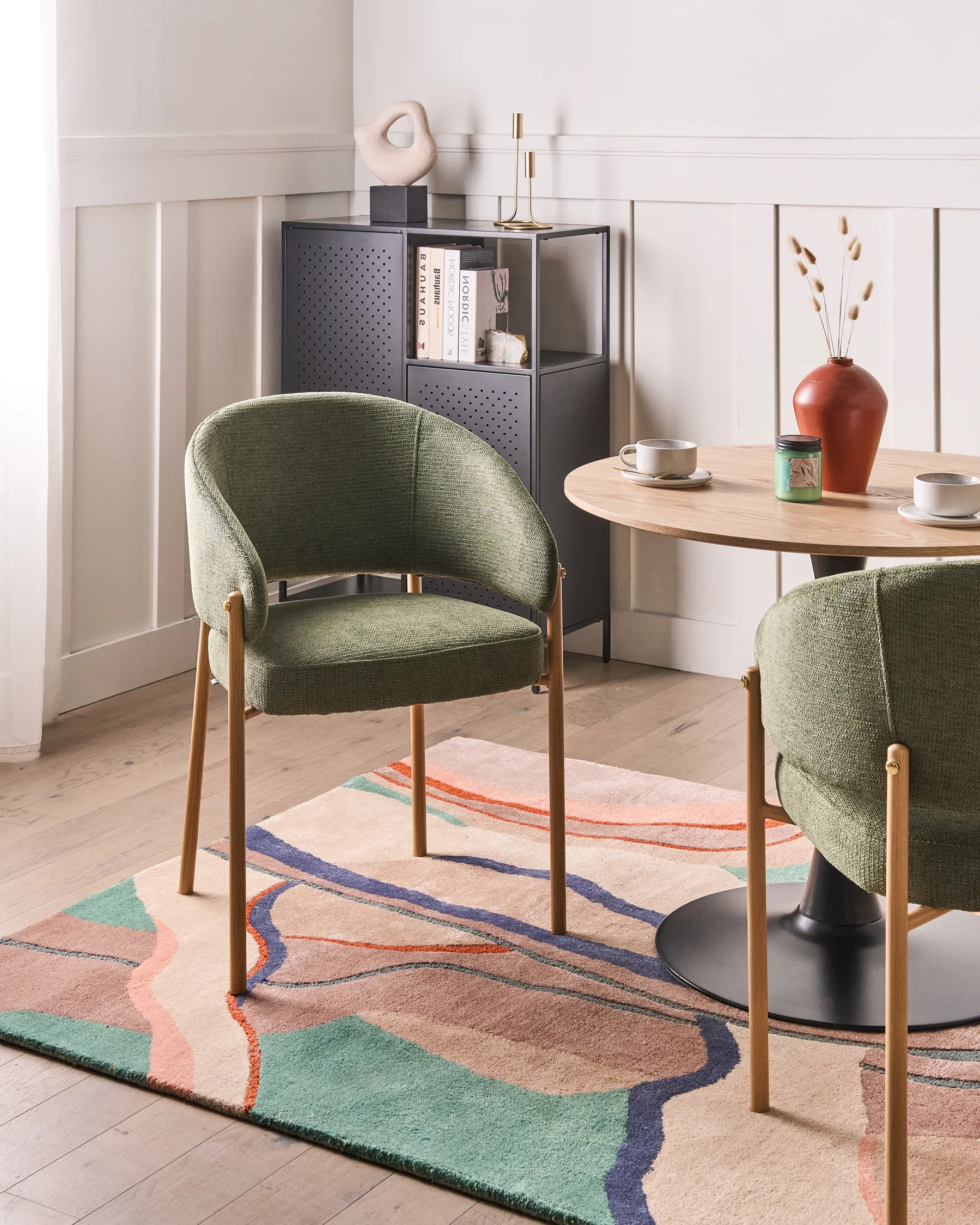 Set of 2 Dining Chairs ZANE Fabric Green_1042484