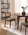 Set of 2 Dining Chairs EMBAR Wood Brown/ Green