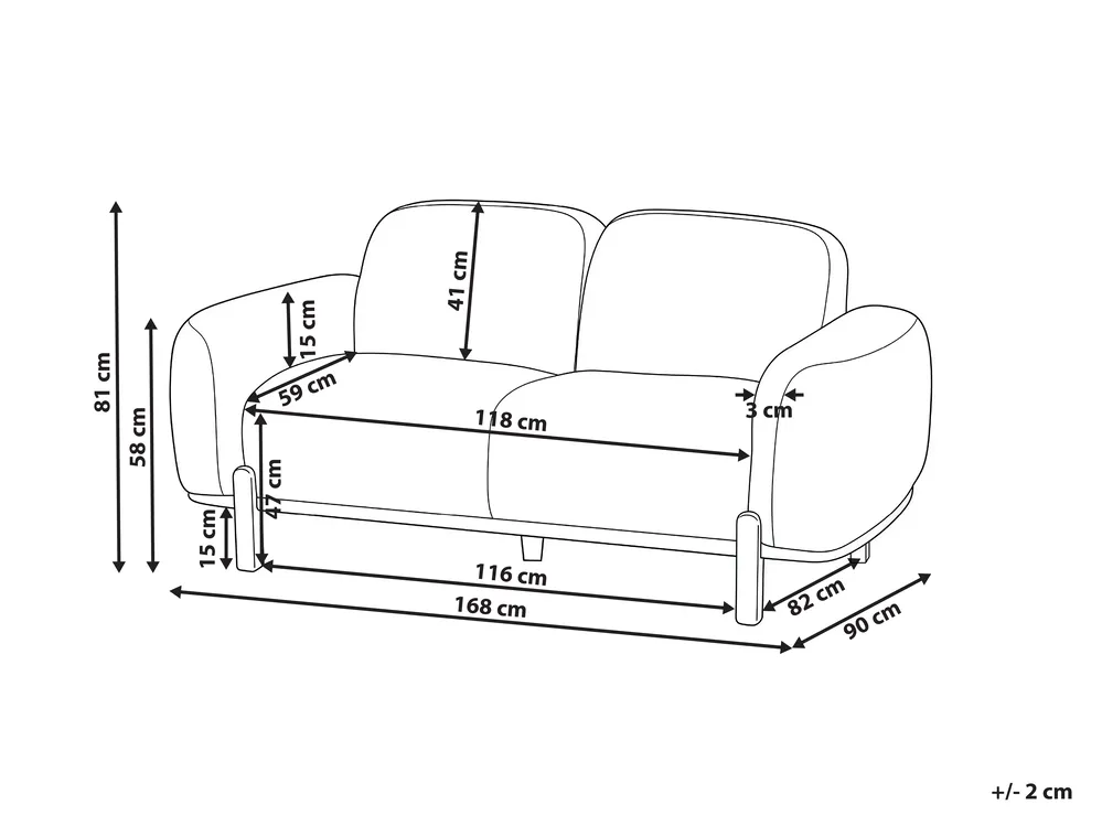Sofa 2 Seater ODNES Boucle White_1053426