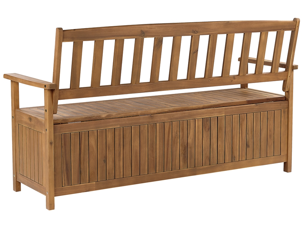 Garden Bench SOVANA 160 cm with Storage Acacia Wood Light Wood Beliani