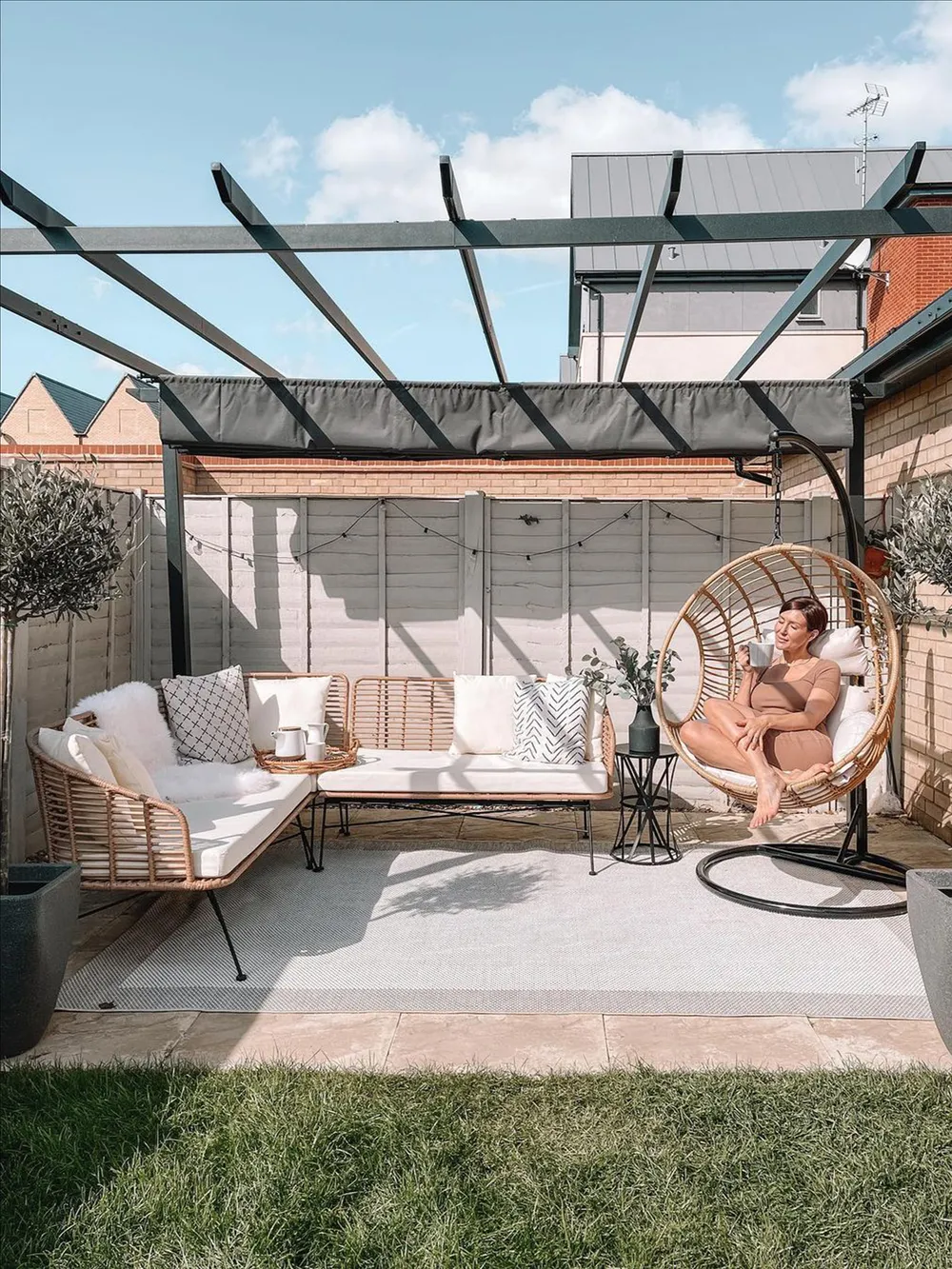 Hanging Chair with Stand ASPIO PE Rattan Natural_851428