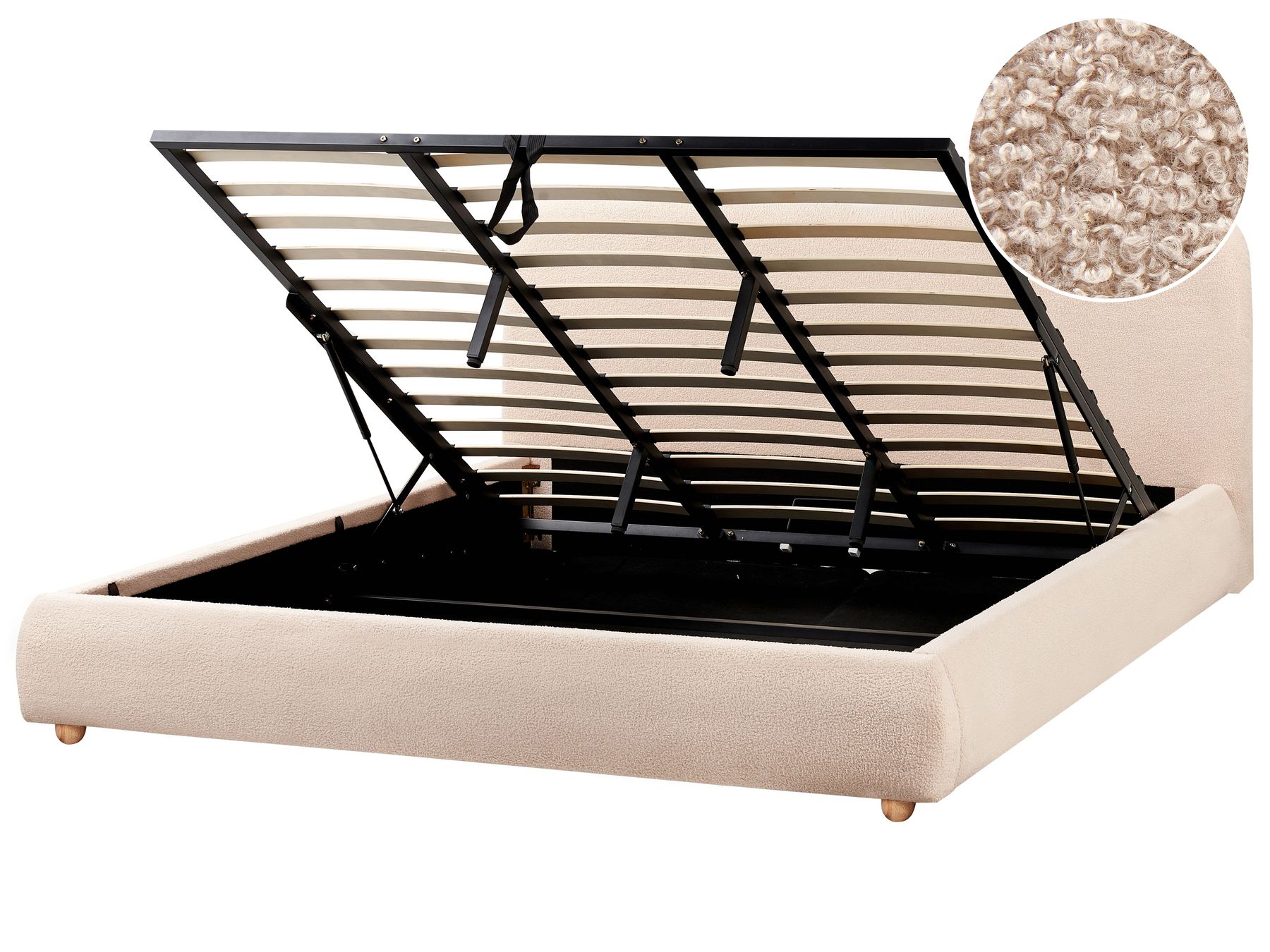 Łóżko z pojemnikiem boucle 180 x 200 cm beżowe BLAGNAC_960613