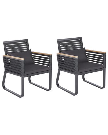 Set di 2 sedie da giardino metallo nero CANETTO
