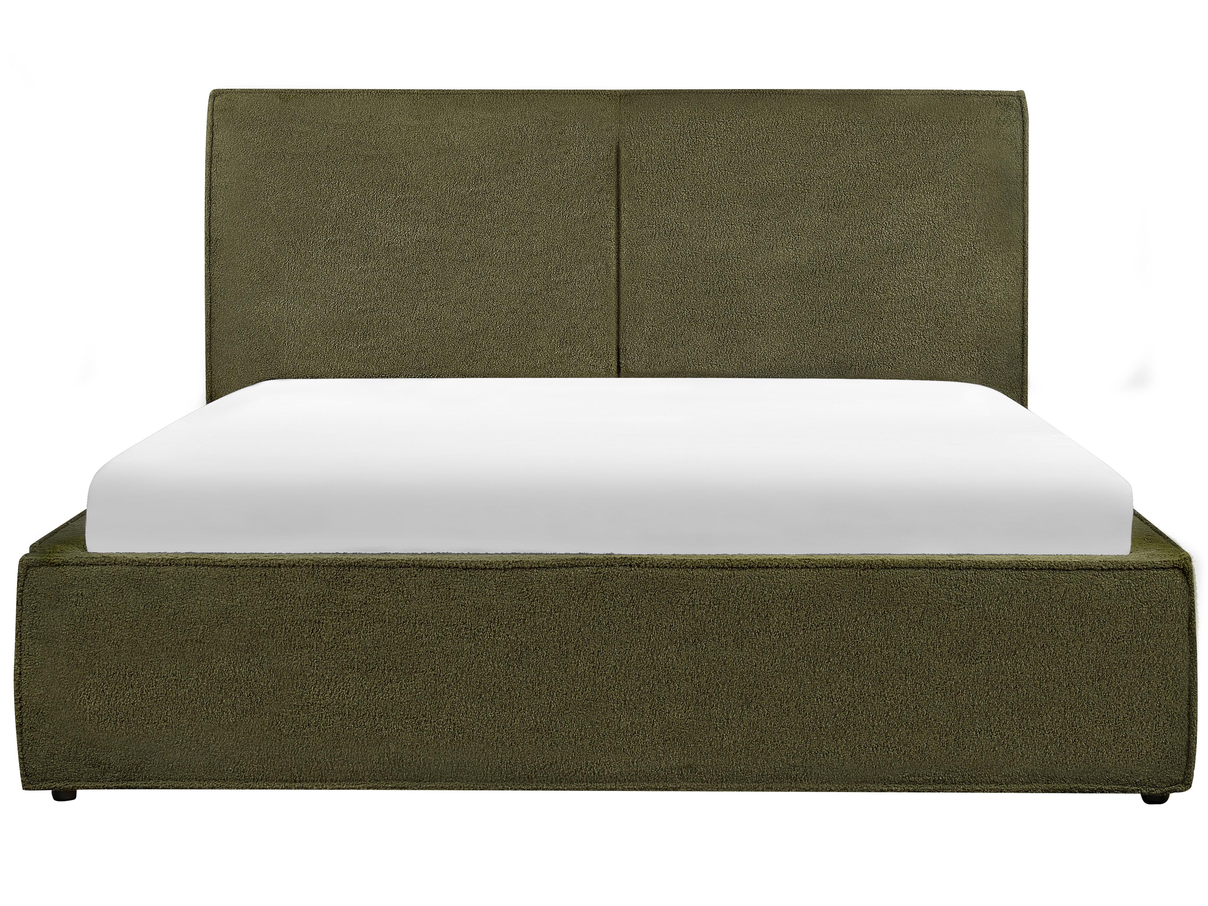 Boucle EU King Size Ottoman Bed Dark Green MOISSAC_928935