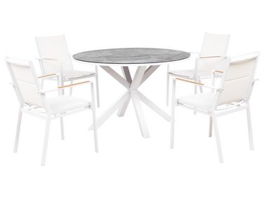 Zestaw ogrodowy stół z efektem marmuru i 4 krzesła biały MALETTO/BUSSETO