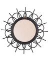 Rattanowe okrągłe lustro ścienne słońce ⌀ 60 cm czarne TELAKIA_822206