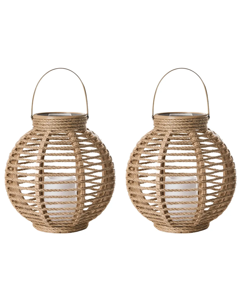 Zestaw 2 lampionów solarnych SEBU 30 cm Naturalny
