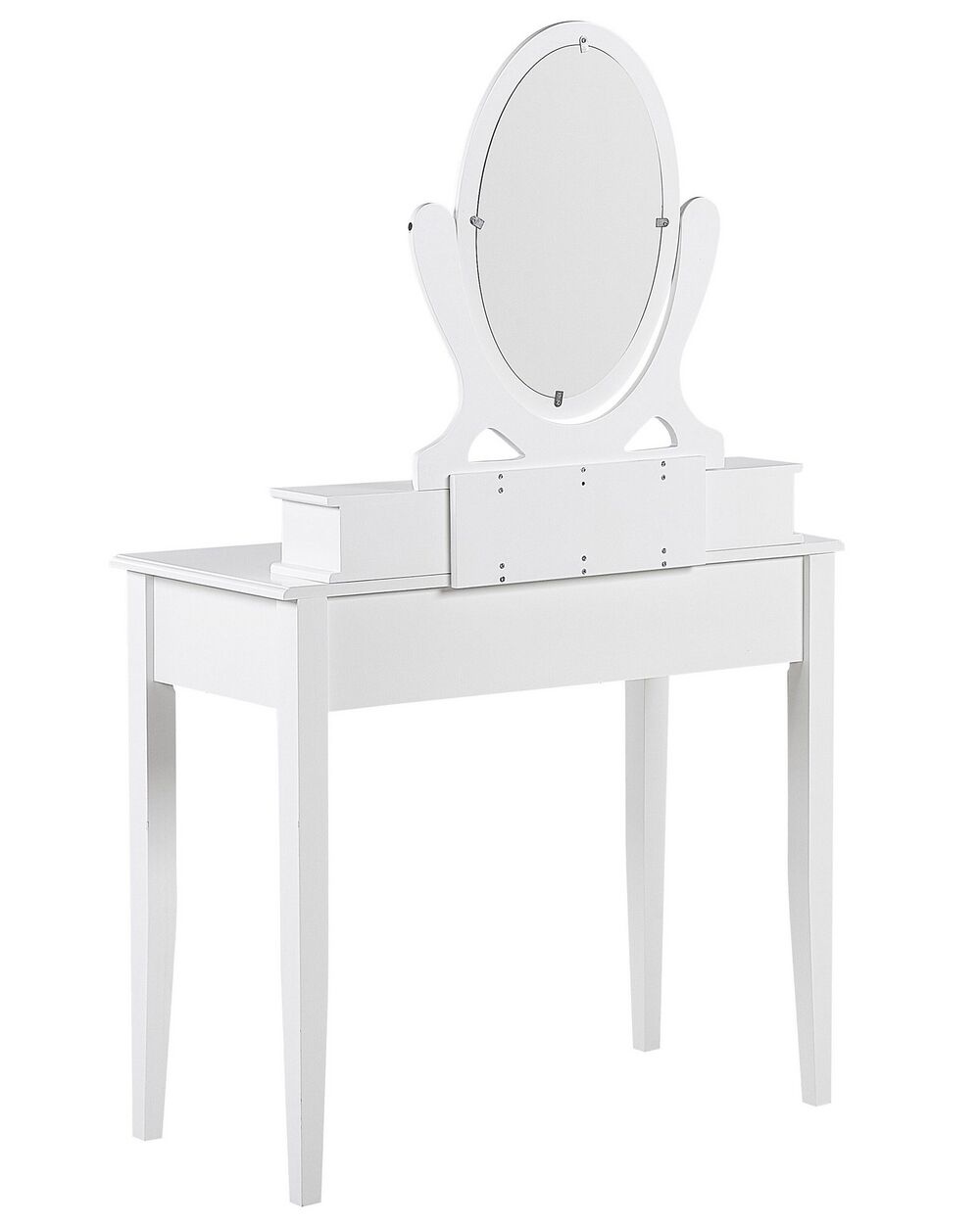 4 Drawers Dressing Table with Oval Mirror and Stool White LUNE Beliani