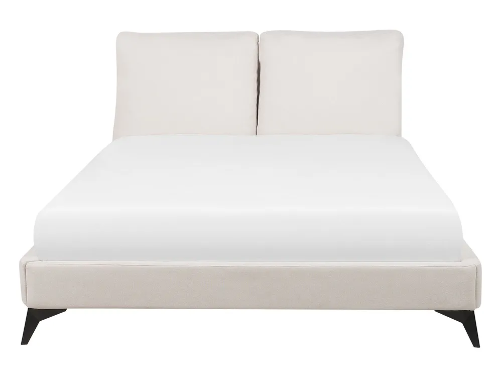 Bett mit Lattenrost Chenillegewebe MELLE 140 x 200 cm Hellbeige_745625