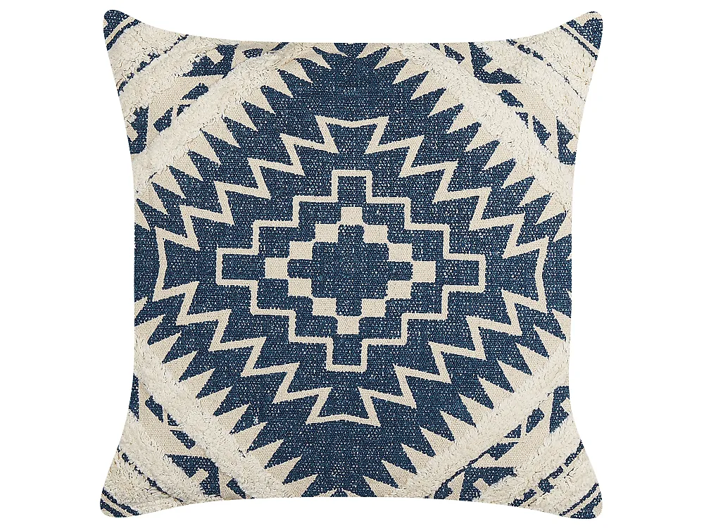 2er-Set Boho-Kissenbezüge 45,7x45,7 Cm - Klassisch Blau-beige Gestreift, Baumwolle-Polyester, Für Sofa, Stuhl & Wohnzimmer-Deko