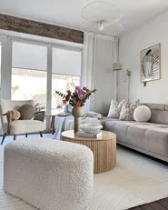 Armchair TUMBA with Footstool Boucle White_913539
