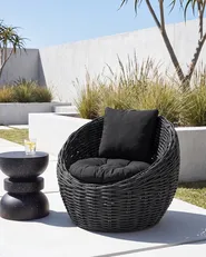Sedia da giardino LERICI Rattan Nero_863342